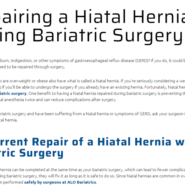 Bariatric surgery and hiatal hernia l Expert Medical Writing