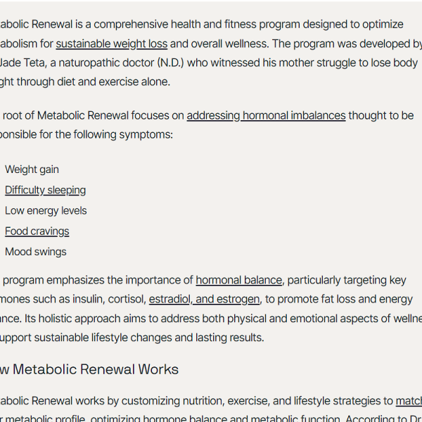 Metabolic Renewal l United Medical Writing