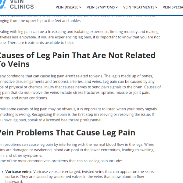 Leg Pain and Varicose Veins l Professional Medical Writing